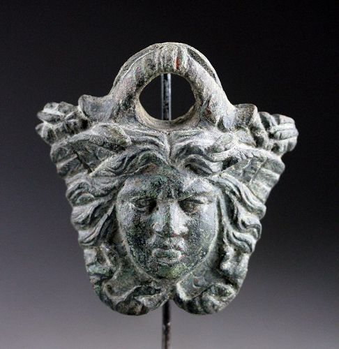 Superb quality massive  Roman bronze attachment with Medusa!