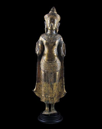 Large finely gilt bronze Buddha Northern Thai / Burma, ca. 18th. cent.