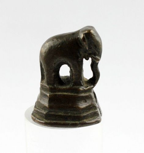 Large early bronze opium weight of Elephant, Lanna, 18th. cent