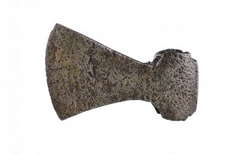 Attractive large medieval European Iron battle axe, 12th.-14th. cent.