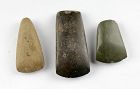 Three neolithic axes, Pre-columbian, North European and Near East!