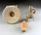 Nice lot of three Roman / Greek pottery items 3rd. cent. AD or earlier