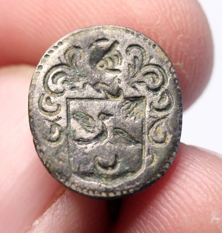 Fine Byzantine / Medieval silver stamp seal w bird, 12th-14th. cent