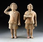Lovely pair of Roman terracotta attendants, early 2nd. century AD