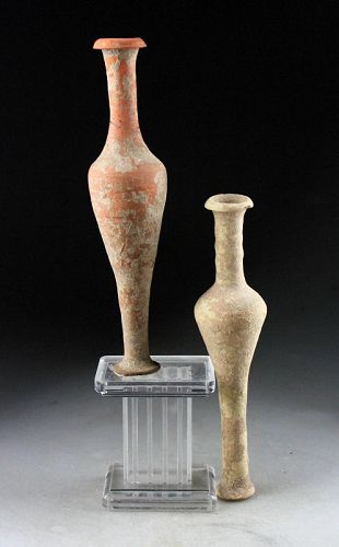 Pair of large Greek Hellenistic pottery flask, c. 3rd.-2nd. cent. BC