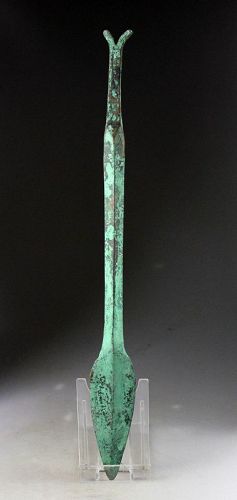 Massive bronze spear w inlaid eye, Eurasian Steppes, 2nd.mill. BC