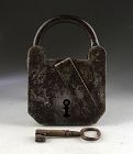 Massive iron padlock with key from Danish Prison, 18th. century!