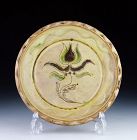 Floral decorated Faiance European pottery dish, c.18th. cent