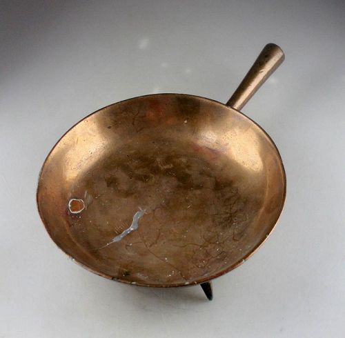 Attractive North European cuphrite brass tripod frying pan 18th. cent.