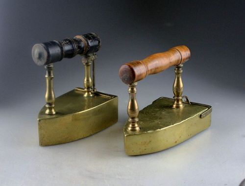 Pair of attractive early Danish brass Irons, late 18th. century