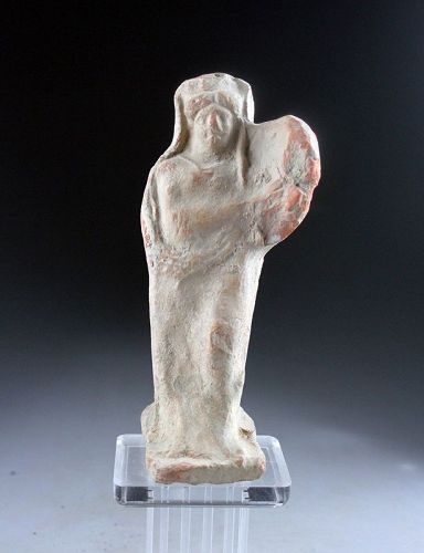 Greek female terracotta figure of Cybele w tympanum, c. 4th. cent. BC