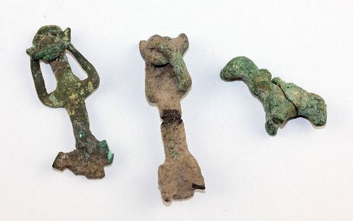 Lot of three rare old Elamite bronze figures, c. 3rd. mill. BC