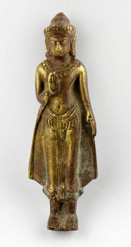 Lovely early Indian brass figure of Buddha, c. 16th.-17th. cent.