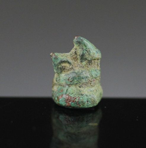 Rare excarvated bronze Puy opium weight, Burma, 1300-1400s!
