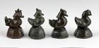 Lot of 4 highly attractive bronze 10 tical opium weights, 1800-1860!
