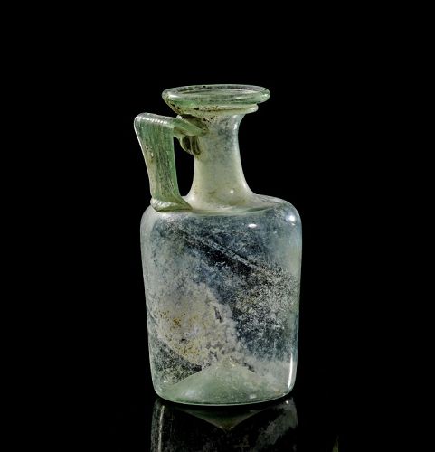 Superb Roman glass Jug w irridecent patina, 1st.-3rd. cent. AD