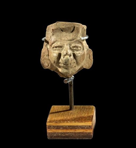 Grotesque La Tolita / Guangala pottery head, c. 200 BC-500 AD!