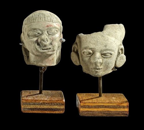 Pair of La Tolita / Guangala pottery heads, c. 200 BC-500 AD!