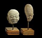 Pair of La Tolita / Guangala pottery heads, c. 200 BC-500 AD!