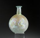 Beautiful hemispheric Roman glass flask w irridescence, 1st.-3rd. cent