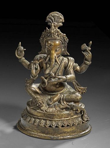 Attractive bronze figure of Ganesha, India or Nepal, 19th-20th. cent.