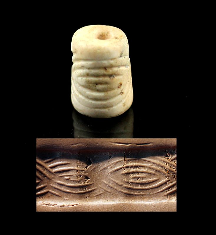 Early Mesopotamian stone Cylinder seal, Jemdet Nasr, 3300-2900 BC