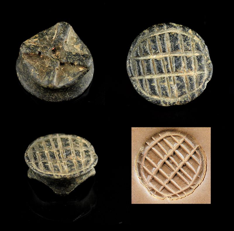 Very rare pre-historic stone stamp seal, c. 4th. millenium BC