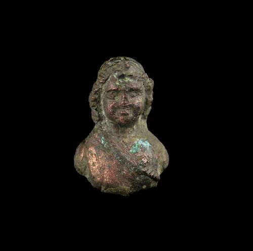Substantial bronze bust of Deity, Roman, 1st.-3rd. cent.