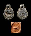 Rare Mesopotamian seal pendant w animal, 5th.-4th. millenium BC