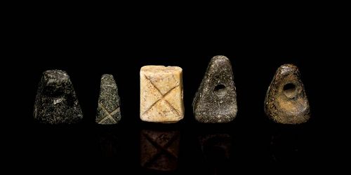 Lot of 5 stone stamp seals, Neo-Hittite & Neo-Assyrian, 1st. mill. BC