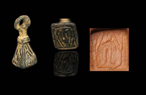 Decorated Bronze stamp seal, Late Hittite Kingdoms 1st. millenuim BC