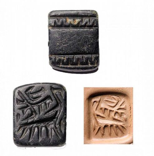 Rare serpentine stone stamp seal, Syria or Anatolia 4th.-3rd. mill. BC