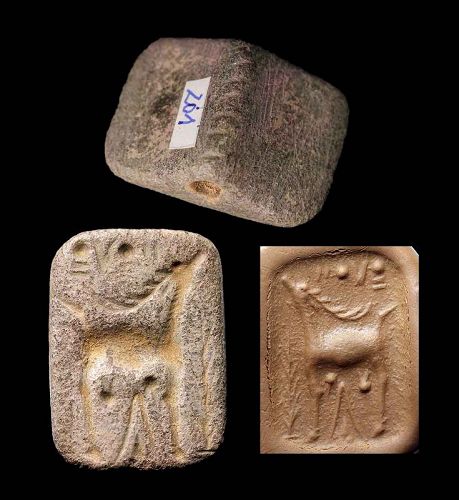 Massive Anatolian stone stamp seal of gable form, c. 3rd. mill. BC
