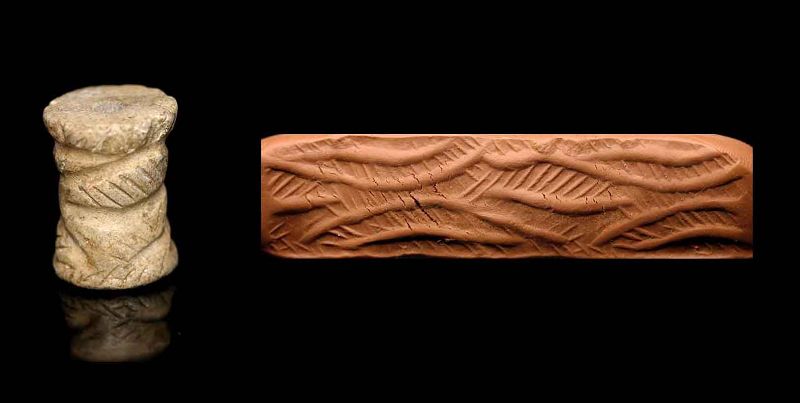 Rare Mesopotamian cylinder seal w Centripeds, 3rd. mill. BC
