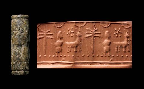 XL Middle Assyrian stone cylinder seal, 14th.-10th. cent. BC