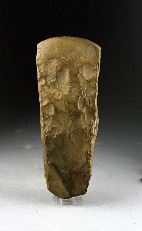 Large thin-butted Danish Neolithic flint axe, late 4th mill BC.