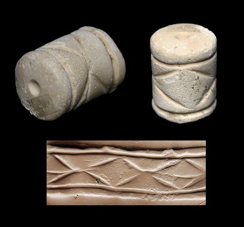 Massive Mesopotamian Marble Cylinder seal, Jemdet Nasr, 3300-2900 BC