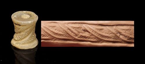Rare Mesopotamian Alabaster cylinder seal, Jemdet Nasr or later!