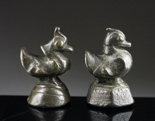 Pair of 20 Tical bronze opium / Currency weights, c. 1760-1800