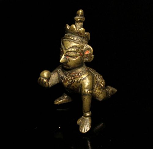 Bronze figure of Krishna as the Butter Thief India, 19th. century