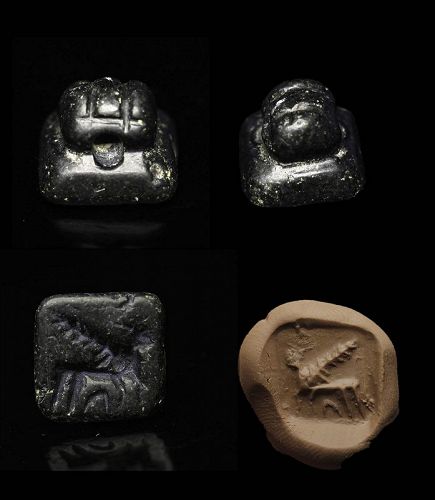 Neo-Hittite stone stamp seal with winged Griffin, c. 1100-800 BC