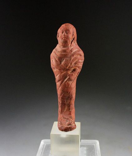 Egyptian red faience Ushabti w Roman features, c. 100 BC-100 AD