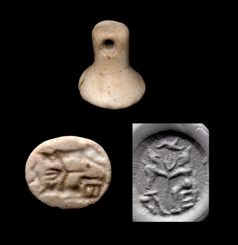 Fine large marple stamp seal, BMAC or bactrian, 3rd.-2nd. mill. BC