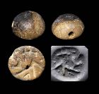 Large hemispheric stone seal, Mesopotamia, Late Uruk, c. 4th. mill. BC