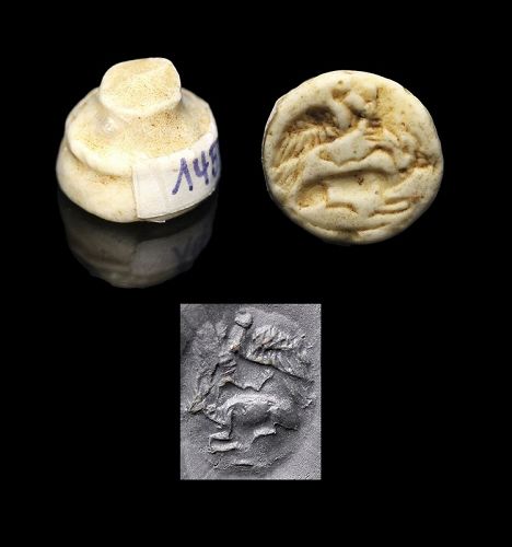 Egyptian style stamp seal w Bull, snake & Vulture, 2nd. mill. BC.