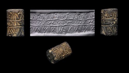Hittite stone cylinder seal, Anatolia, mid 2nd. mill. BC