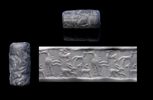 Cylinder seal w Animals, Anatolia, Hittite period, c. mid 2nd mill BC