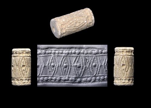 XL Mesopotamian 'Eye-pattern' Cylinder seal Mittani, 1550-1350 BC