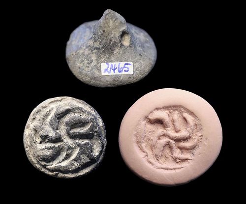 Large round stamp seal w handle, Ubaid period Western Mesopotamia