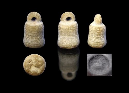 Rare Bell-shaped alabaster stamp seal, Urartu Kingdom 9th.-7th. cent.